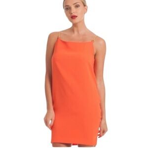 TRINA TURK Orange Cocktail Dress Size 8 Mini Vacation Tropical Gold Chain Party‎